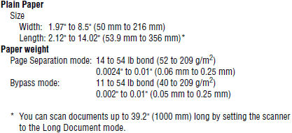 Check the size, thickness, and weight of the document. (3010C)