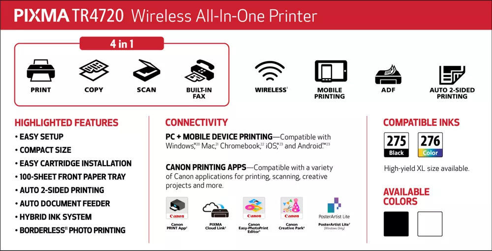 PIXMA TR4720 Wireless All-in-One Printer
