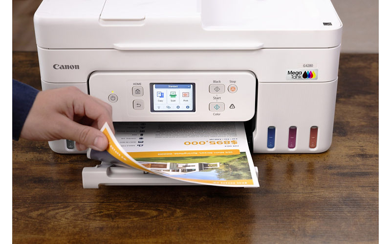 PIXMA G4280 - Personne saisissant du papier imprimé