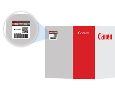 Picture of a barcode with Canon logo