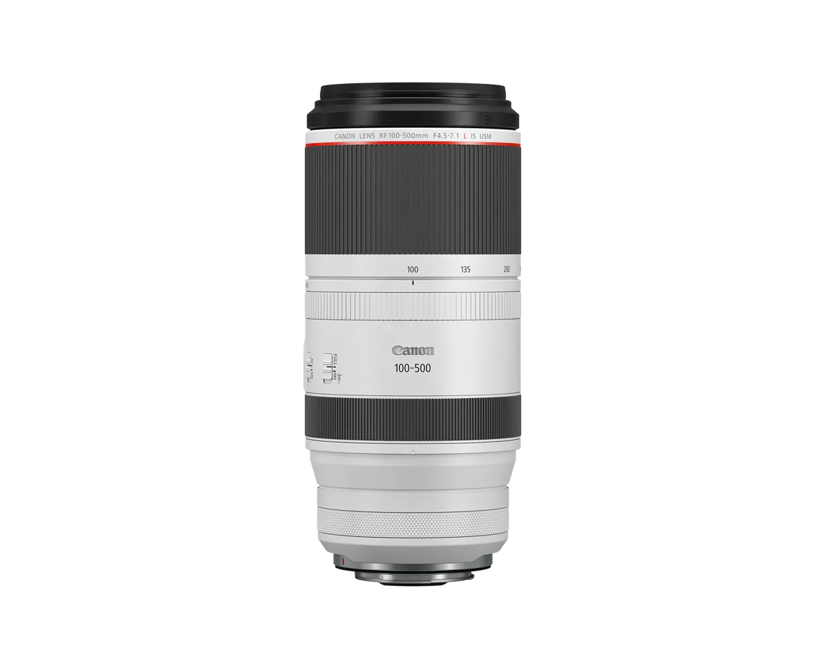 Canon RF100-500mm F4.5-7.1 L IS USM telephoto zoom lens, official Canon product photo