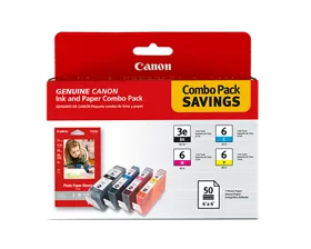 BCI-3e6 Ink Combo Pack with Photo Paper Glossy (50 Sheets, 4 in. x 6 in.)