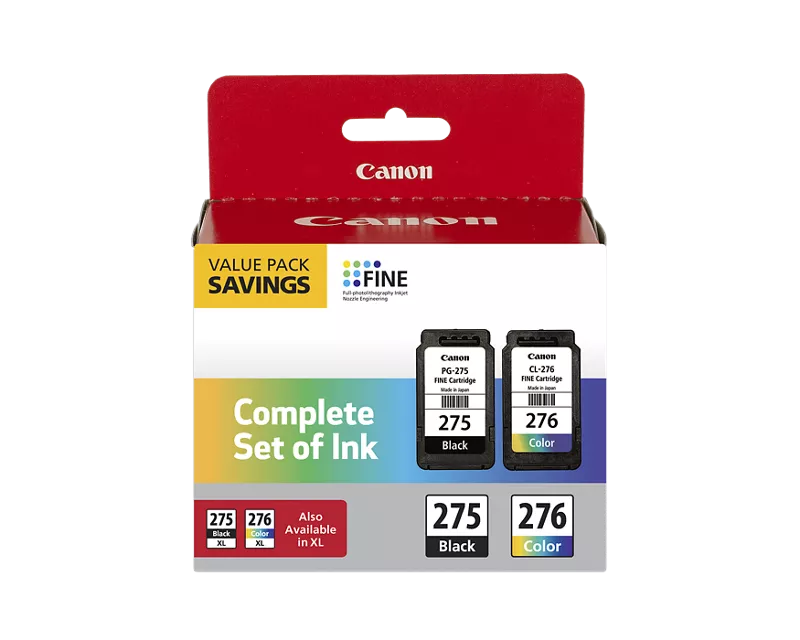 4987C001 Canon PG-275 XL Black 4981C001 - Retail Packaging and CL-276 XL Color High Capacity Ink Cartridges 