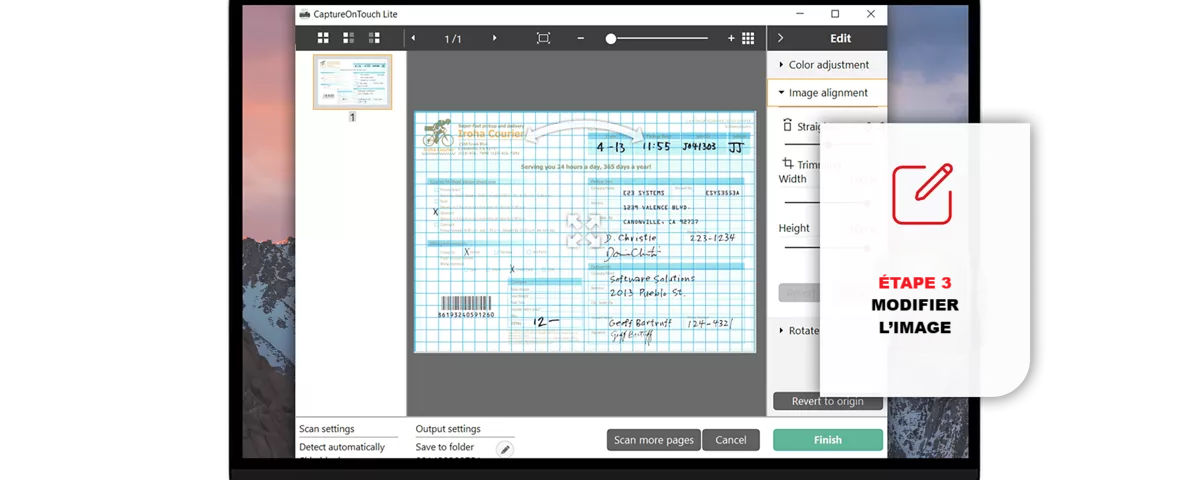 imageFORMULA R30 - Logiciel intégré Étape 3