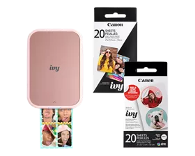 IVY 2 Mini Photo Printer Blush Pink + ZINK Photo Paper + Pre-Cut Circle Sticker Bundle