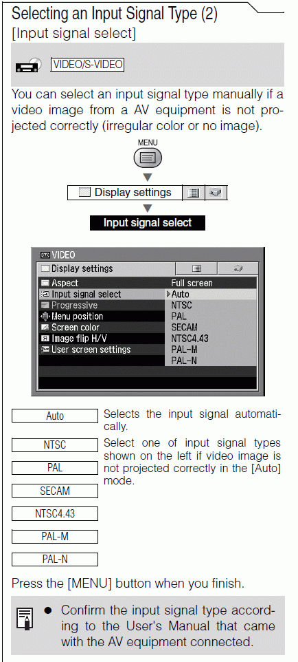 Selecting an Input Signal Type [Input signal select]