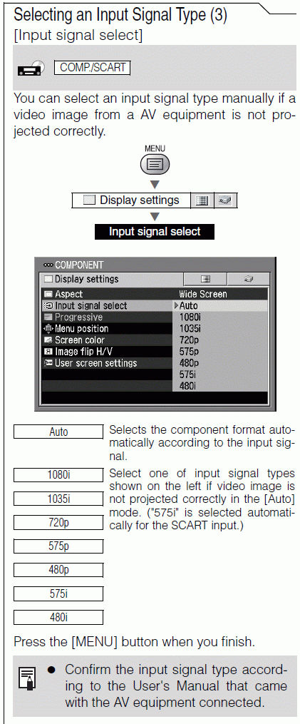 Selecting an Input Signal Type [Input signal select]