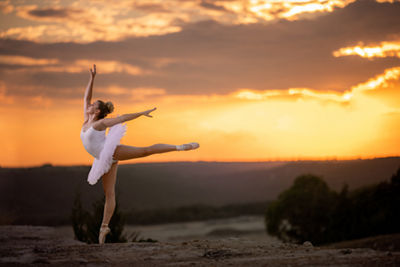 Ballet Dancer in a Ballet Pose in the Desert