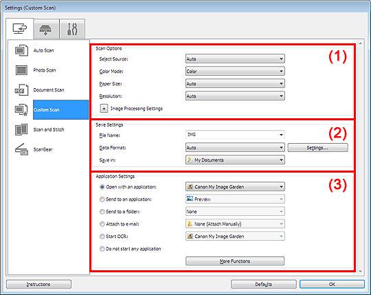 figure: Settings dialog box