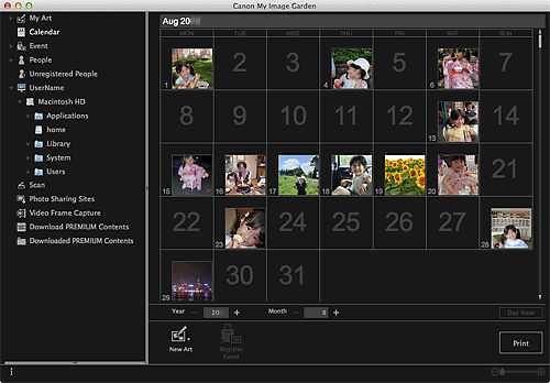 figure: Calendar view