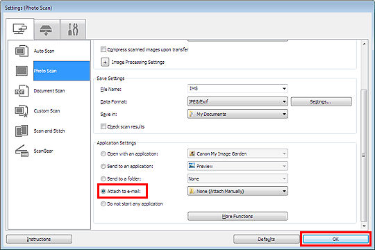 How to send scanned images via E-mail - Windows