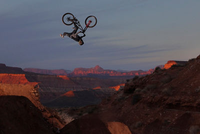 man on bike in the air