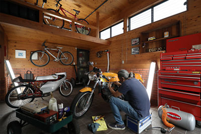 Mechanic working on bike