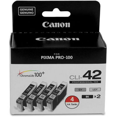 Canon 42 Black/Gray/Light Gray Standard Yield Ink Cartridge, 4/Pack (6384B008), Grey/Black | Quill