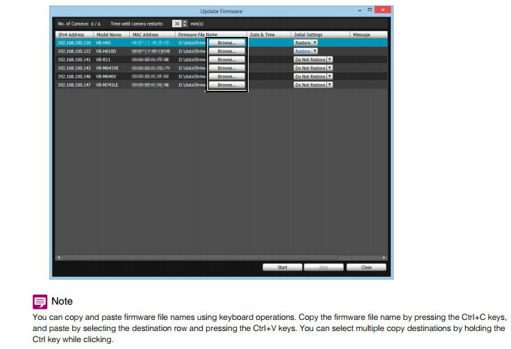 Network Camera Camera Management - Update the Firmware