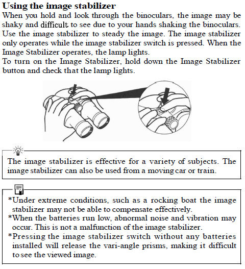 Using the image stabilizer