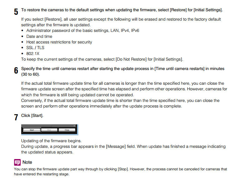 Network Camera Camera Management - Update the Firmware