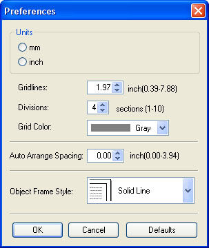 Free Layout - Preferences Dialog Box (Windows)