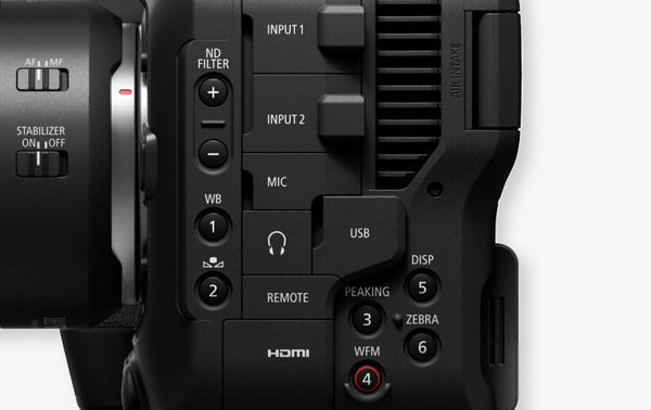 Crop view of C70 side buttons
