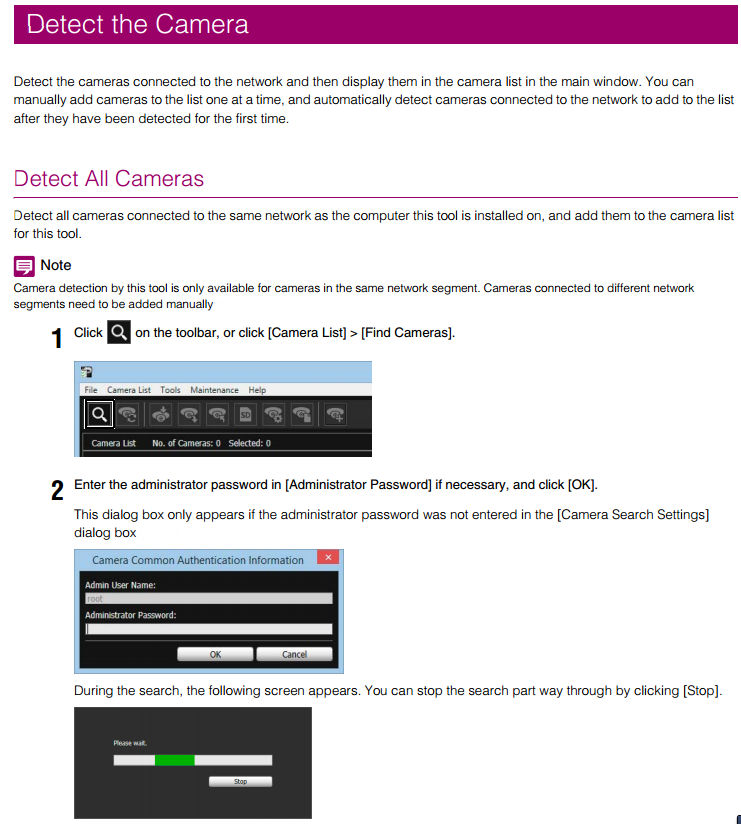 Network Camera Camera Management - Detect the Camera