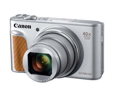 Canon PowerShot SX740 HS - Silver front with zoom out