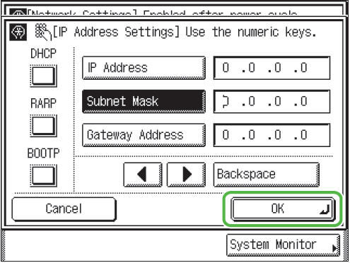 Manually setting the IP address using IPv4