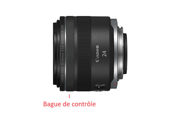 Vue latérale RF24mm F1.8 MACRO IS STM