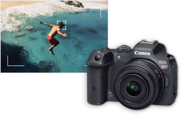 EOS R7 Fast Autofocus Sample with Person Jumping into a Lake