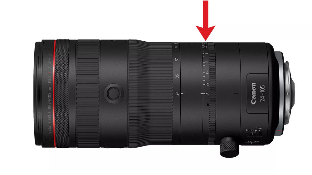 RF24-105mm F2.8 L IS USM Z - Anneau d’iris en cours d’affichage