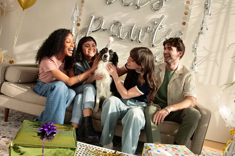 Group of Friends Celebrating a Pet's Birthday