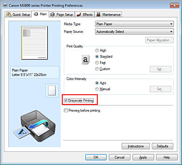 Printing in Monochrome Grayscale Windows