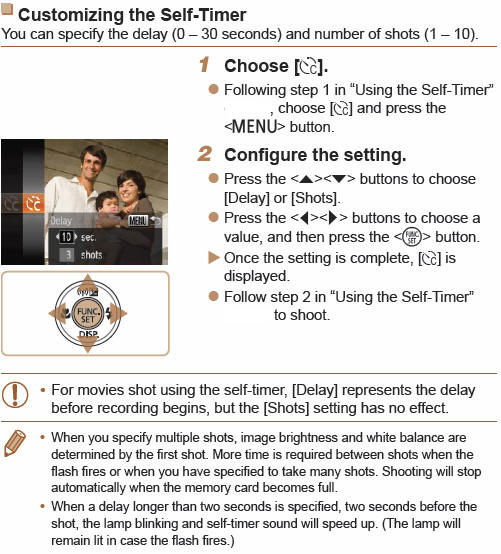 Customizing the Self-Timer