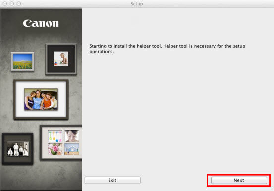 Setup window with Next selected