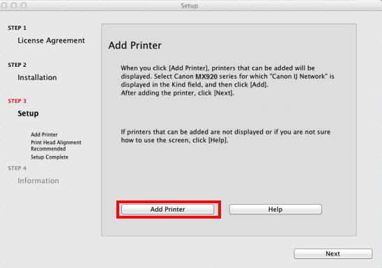 Add printer window
