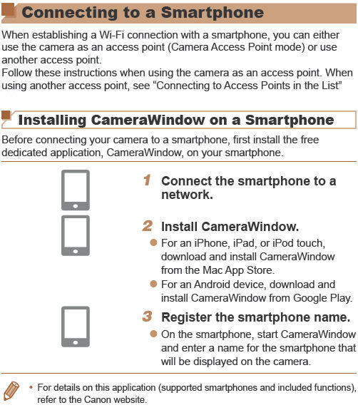 Connecting to a Smartphone via CameraWindow