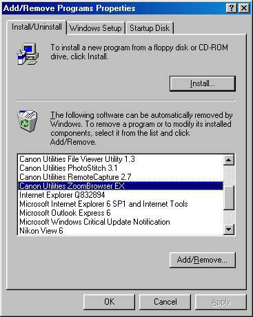 Uninstall and reinstall ZoomBrowser