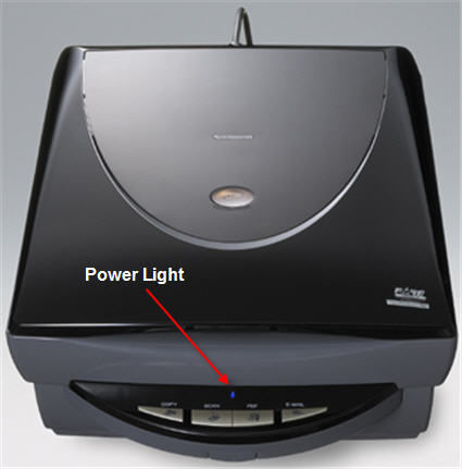 Power the scanner on using the power button or switch (8400F