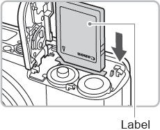 Installing the batteries and memory card into a PowerShot