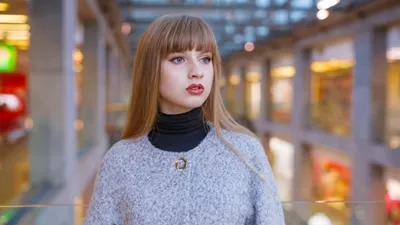 woman with blurred background