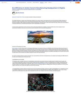 Eco-Efficiency in Action: Canon’s Manufacturing Headquarters in Virginia