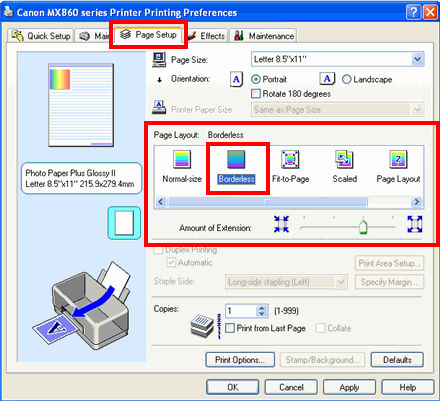 Use Borderless Printing (Windows) MX870