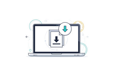 laptop icon with arrows pointing down