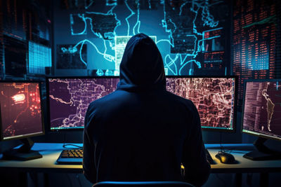 hacker looking at screen