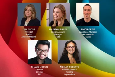 distinguished group of panelists: Lisa Cross, Madison Brudi, Simon Ortiz, Shaun Liboon, Ashley Roberts