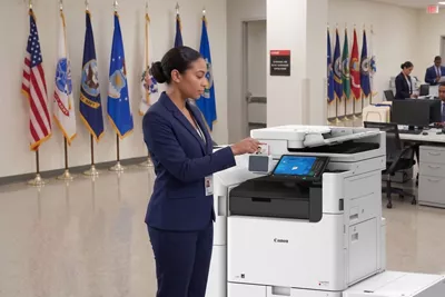 Woman working with a Canon printer