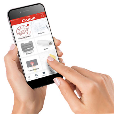 Person Using the Canon Large Format Printer App on a Smart Phone