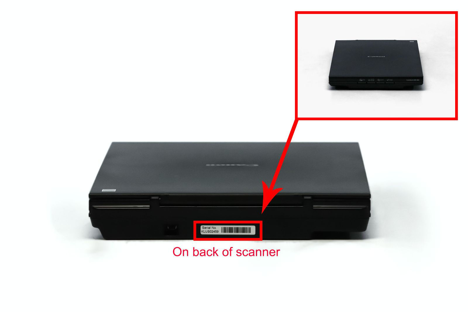Serial number location - CanoScan LiDE 110 / LiDE 120 / LiDE 210 / LiDE ...