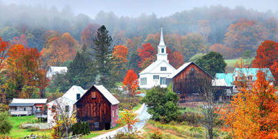small town fall foilage image