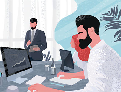 Image of a business man using a laptop