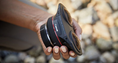 Dual fisheye lens in a hand